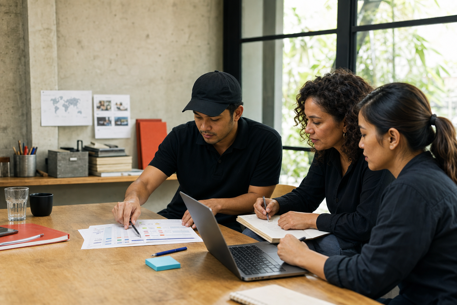 International research operations team reviewing fieldwork plans